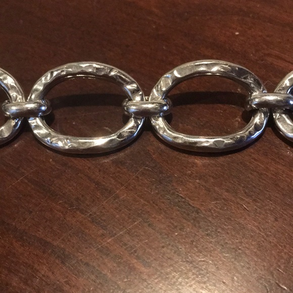 QVC Sterling Chunky Hammered Link Bracelet 7.25” - Picture 3 of 10